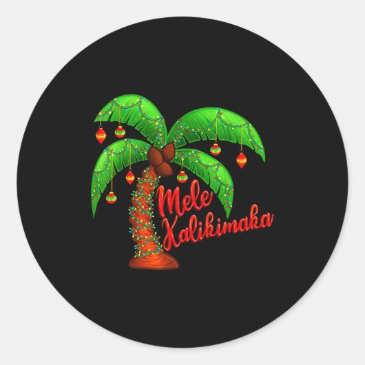 Hawaiian Christmas Mele Kalikimaka Coconut Tree  Runder Aufkleber (Vorderseite)