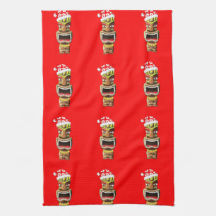 Hawaiian Christmas Santa Tiki Küchentuch