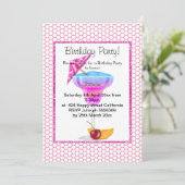 HAWAIIAN COCKTAIL PINK GEMUSTERTER GEBURTSTAG EINLADUNG (Stehend Vorderseite)