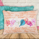 Hawaiian Cocktails Tropical Plumeria Flowers Accen Dekokissen<br><div class="desc">Tropical teal calla lily, coral and pink plumeria flowers, and popular island cocktails in beautiful writing. Customize the drink names to your favorite island beverages! Cute rectangular pillow is perfect for mother's day and as a gift for grandma. Colors are versatile for terracotta, coral, turquoise, orange, and Bahama blue palettes....</div>