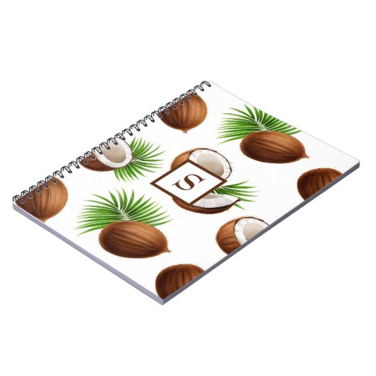Hawaiian Coconuts Monogram tropisch Notizblock (Linke Seite)