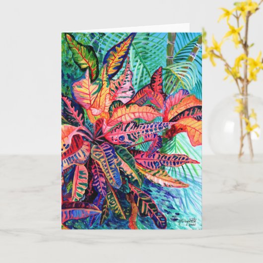 Hawaiian Croton Tropical Pflanze Card Karte (Gelbe Blume)