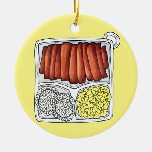 Hawaiian Cuisine Plunch Rice Makaroni Salad Keramik Ornament (Vorne)