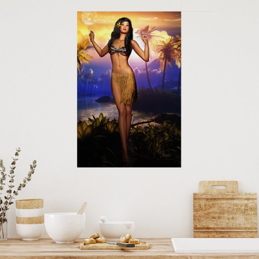 Hawaiian Dancer Sunrise Poster (Küche)