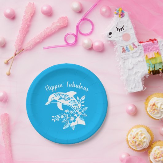 Hawaiian Dolphin Flippin' Fabulous Blue Pappteller (Party)