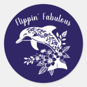 Hawaiian Dolphin Flippin Fabulous-Blue Runder Aufkleber (Vorderseite)