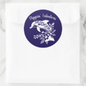 Hawaiian Dolphin Flippin Fabulous-Blue Runder Aufkleber (Tasche)