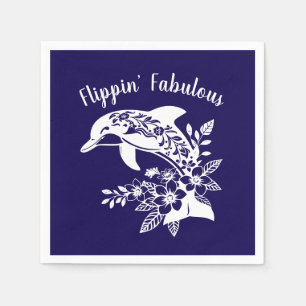 Hawaiian Dolphin Flippin' Fabulous Blue Serviette