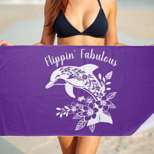 Hawaiian Dolphin Flippin Fabulous-Lila Strandtuch