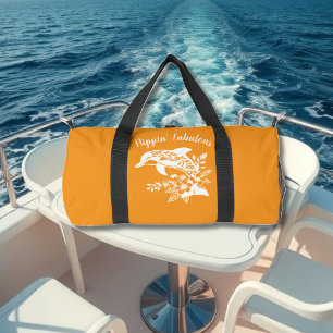 Hawaiian Dolphin Flippin' Fabulous Orange Duffle Bag