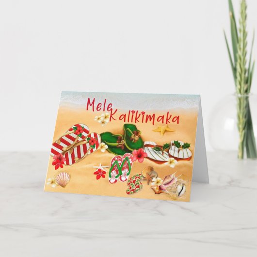 Hawaiian Dreh Flop Mele Kalikimaka Card Karte (Vorderseite)