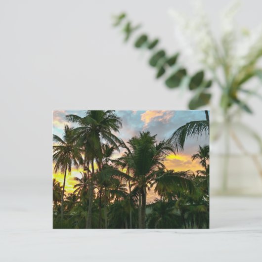 Hawaiian Exotic Beach Palm Trees Postkarte (Stehend Vorderseite)