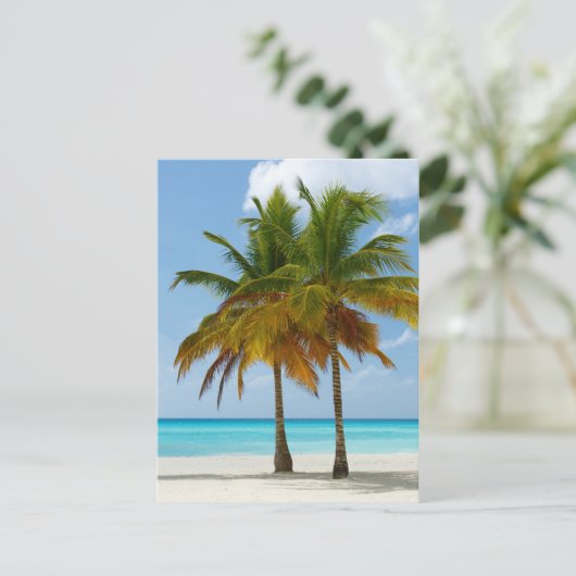 Hawaiian Exotic Beach Palm Trees Postkarte (Stehend Vorderseite)