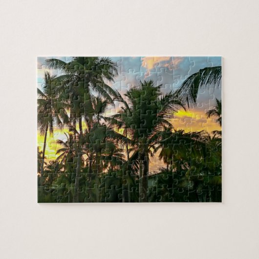 Hawaiian Exotic Beach Palm Trees Sunset Puzzle (Horizontal)