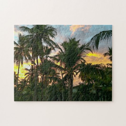Hawaiian Exotic Beach Palm Trees Sunset Puzzle (Horizontal)