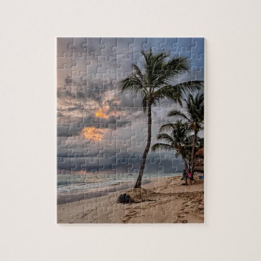 Hawaiian Exotic Beach Palmen & Sunrise Puzzle (Vertikal)