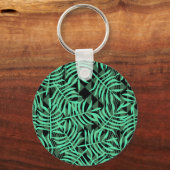 Hawaiian Exotic tropischen Palm Leaf Türkis Schwar Schlüsselanhänger (Vorderseite)