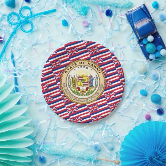 Hawaiian Flag & Seal, Flag of Hawaii Pappteller (Party)
