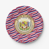 Hawaiian Flag & Seal, Flag of Hawaii Pappteller (Vorderseite)