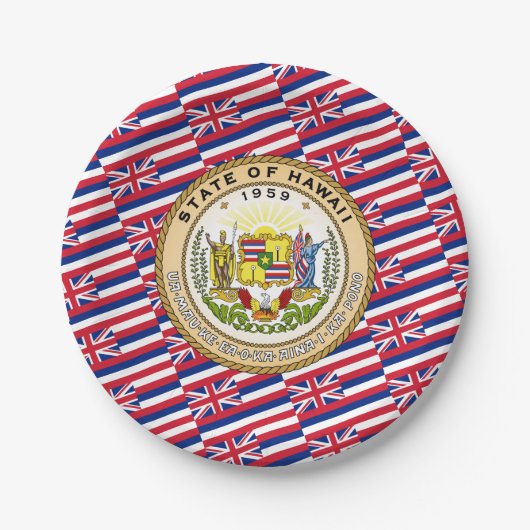 Hawaiian Flag & Seal, Flag of Hawaii Pappteller (Vorderseite)