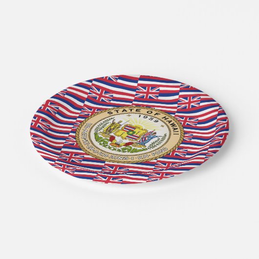 Hawaiian Flag & Seal, Flag of Hawaii Pappteller (Schrägansicht)