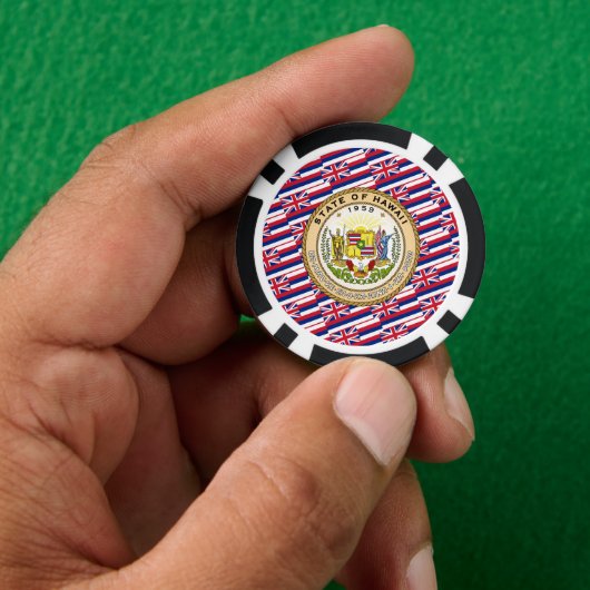 Hawaiian Flag & Seal, Flag of Hawaii Pokerchips (Hand)