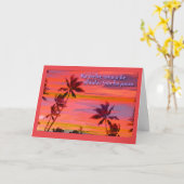 Hawaiian Flaming Pathway Sunset Palm Trees Karte (Gelbe Blume)