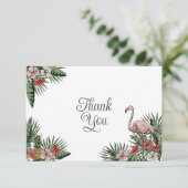 Hawaiian Flamingo & Hibiskus Vielen Dank Dankeskarte (Stehend Vorderseite)