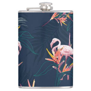 Hawaiian Flamingo: Tropisches Vintages Kunstwerk Flachmann