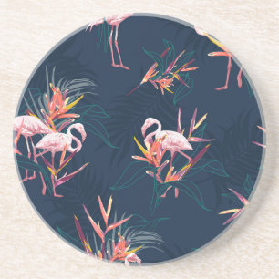 Hawaiian Flamingo: Tropisches Vintages Kunstwerk Getränkeuntersetzer