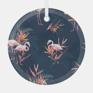 Hawaiian Flamingo: Tropisches Vintages Kunstwerk Ornament Aus Glas