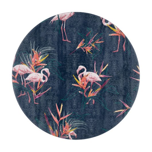 Hawaiian Flamingo: Tropisches Vintages Kunstwerk Schneidebrett (Vorderseite)