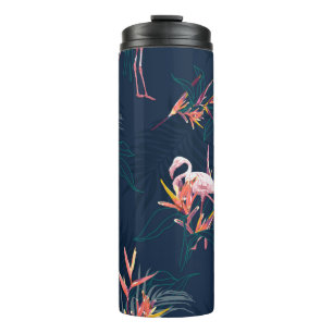 Hawaiian Flamingo: Tropisches Vintages Kunstwerk Thermosbecher