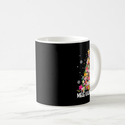 Hawaiian Floral Christmas Tree Mele Kalikimaka Tro Kaffeetasse (VorderseiteRechts)