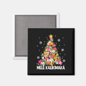 Hawaiian Floral Christmas Tree Mele Kalikimaka Tro Magnet (Vorderseite/Rückseite)