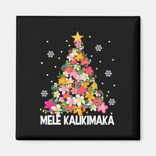 Hawaiian Floral Christmas Tree Mele Kalikimaka Tro Magnet (Vorne)
