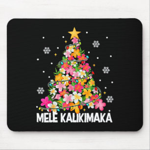 Hawaiian Floral Christmas Tree Mele Kalikimaka Tro Mousepad