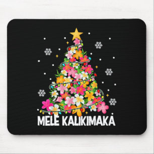 Hawaiian Floral Christmas Tree Mele Kalikimaka Tro Mousepad