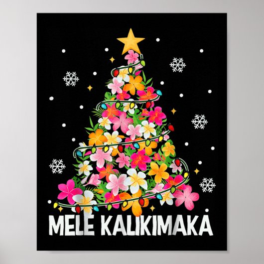 Hawaiian Floral Christmas Tree Mele Kalikimaka Tro Poster (Vorne)