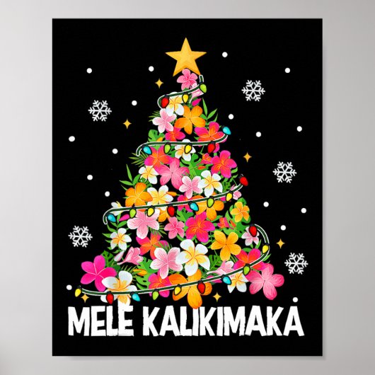 Hawaiian Floral Christmas Tree Mele Kalikimaka Tro Poster (Vorne)