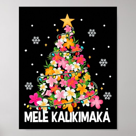 Hawaiian Floral Christmas Tree Mele Kalikimaka Tro Poster (Vorne)