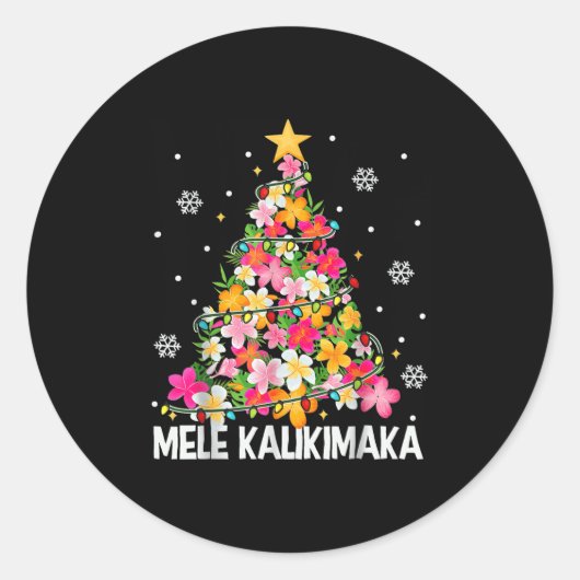 Hawaiian Floral Christmas Tree Mele Kalikimaka Tro Runder Aufkleber (Vorderseite)