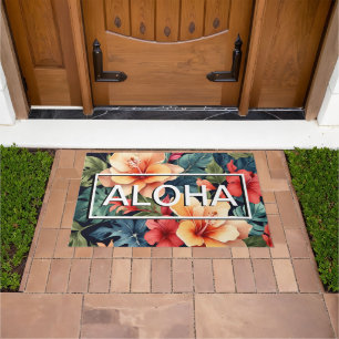 Hawaiian Floral Doormat - Moderner Aloha Willkomme Fußmatte
