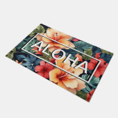 Hawaiian Floral Doormat - Moderner Aloha Willkomme Fußmatte (Schrägansicht)