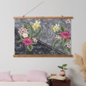Hawaiian Floral Tapa Fusion Wandteppich Mit Holzrahmen (Schlafzimmer)