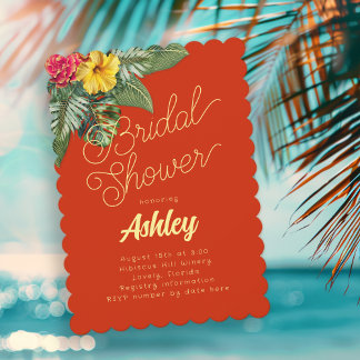 Hawaiian Flowers Bridal Shower Invitations Einladung