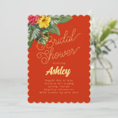 Hawaiian Flowers Bridal Shower Invitations Einladung (Stehend Vorderseite)
