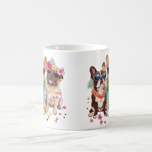 Hawaiian French Bulldogs Flower Lei Kaffeetasse (Mittel)