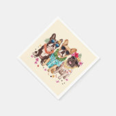 Hawaiian French Bulldogs Flower Lei Serviette (Ecke)