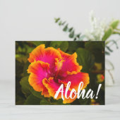 Hawaiian Fuchsia und Orange Hibiskus aus Kauai Einladung (Stehend Vorderseite)